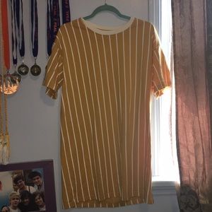 Yellow with white pine stripes tshirt dress 💛